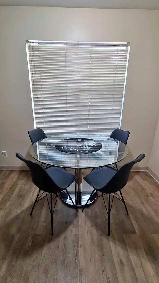 Modern Round Glass Dining Table with Lazy Susan