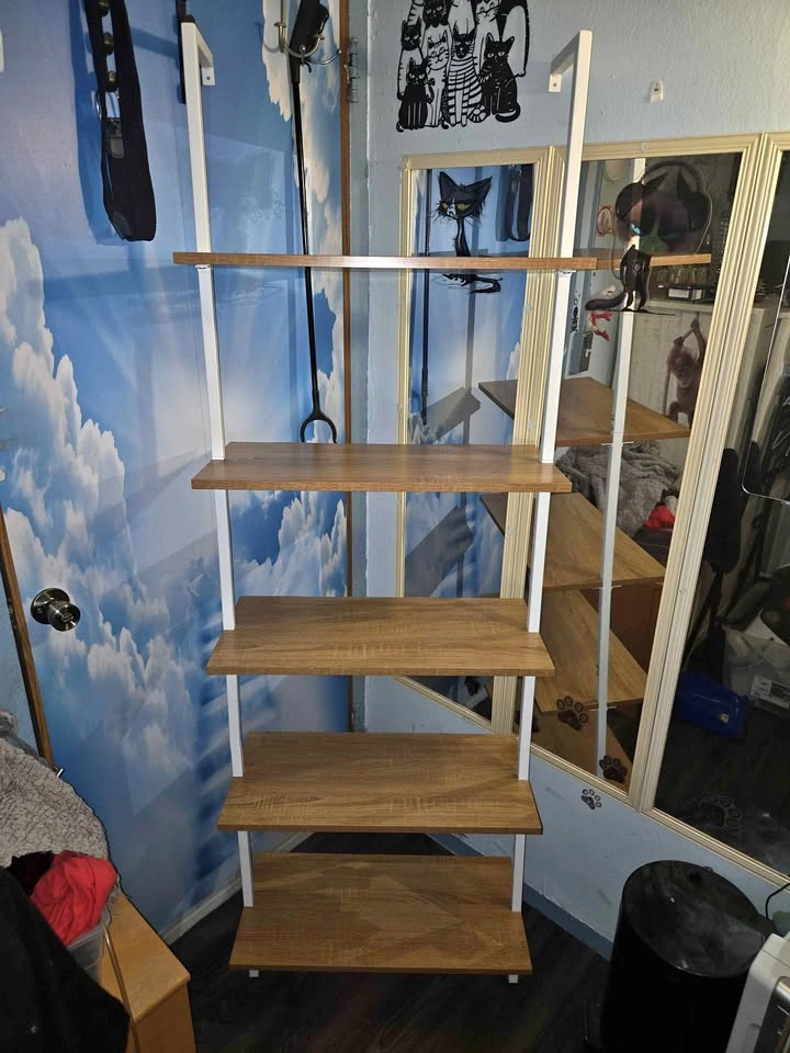 5-Tier Wall-Mounted Ladder Bookshelf