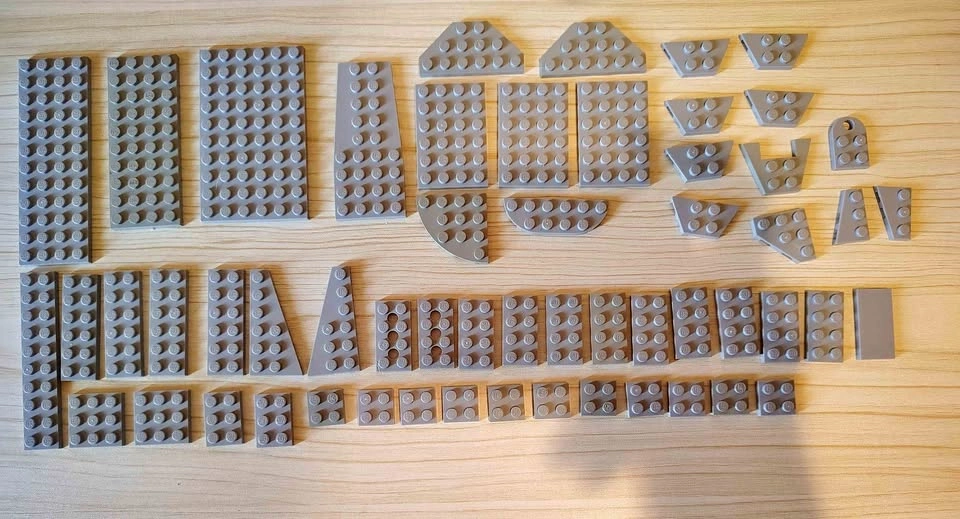 56 Light Gray LEGO Bricks and Plates