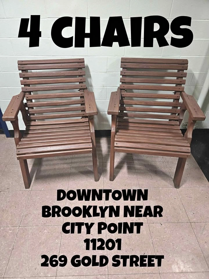 Set of 4 Wooden Slat Chairs