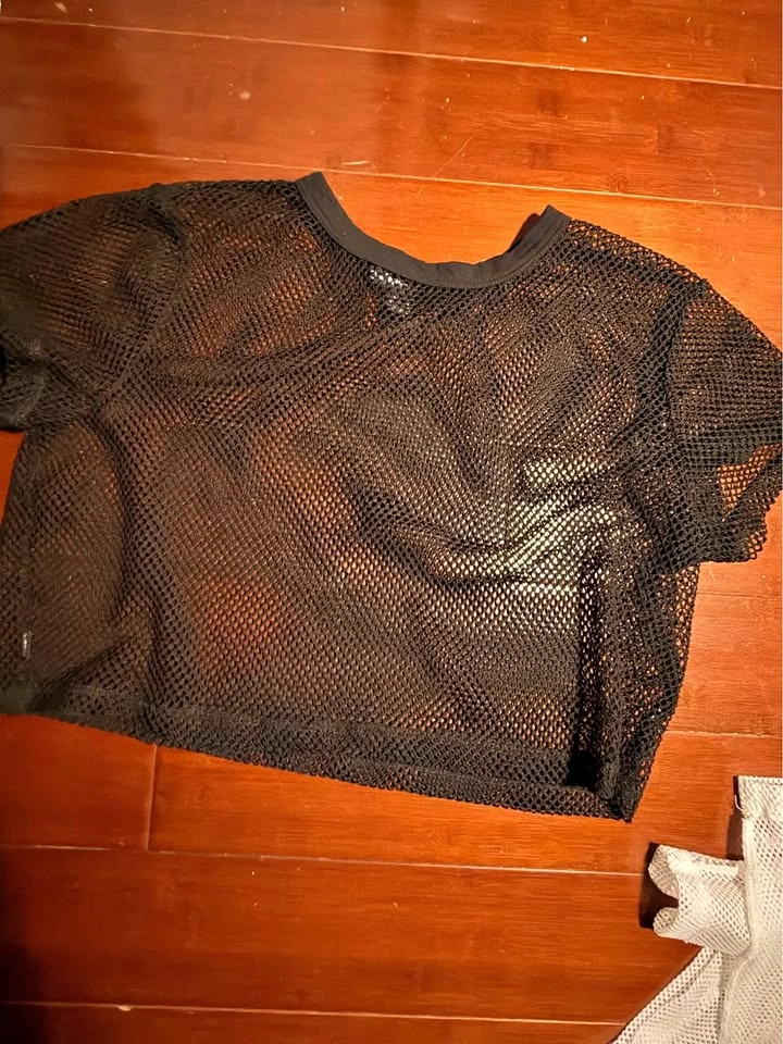 White and Black Fish Net Tops