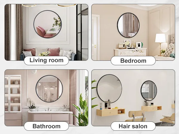 Arcus Home 30 Inch Round Black Metal Frame Mirror NEW image indicator(6)