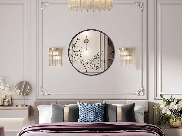 Arcus Home 30 Inch Round Black Metal Frame Mirror NEW image indicator(8)