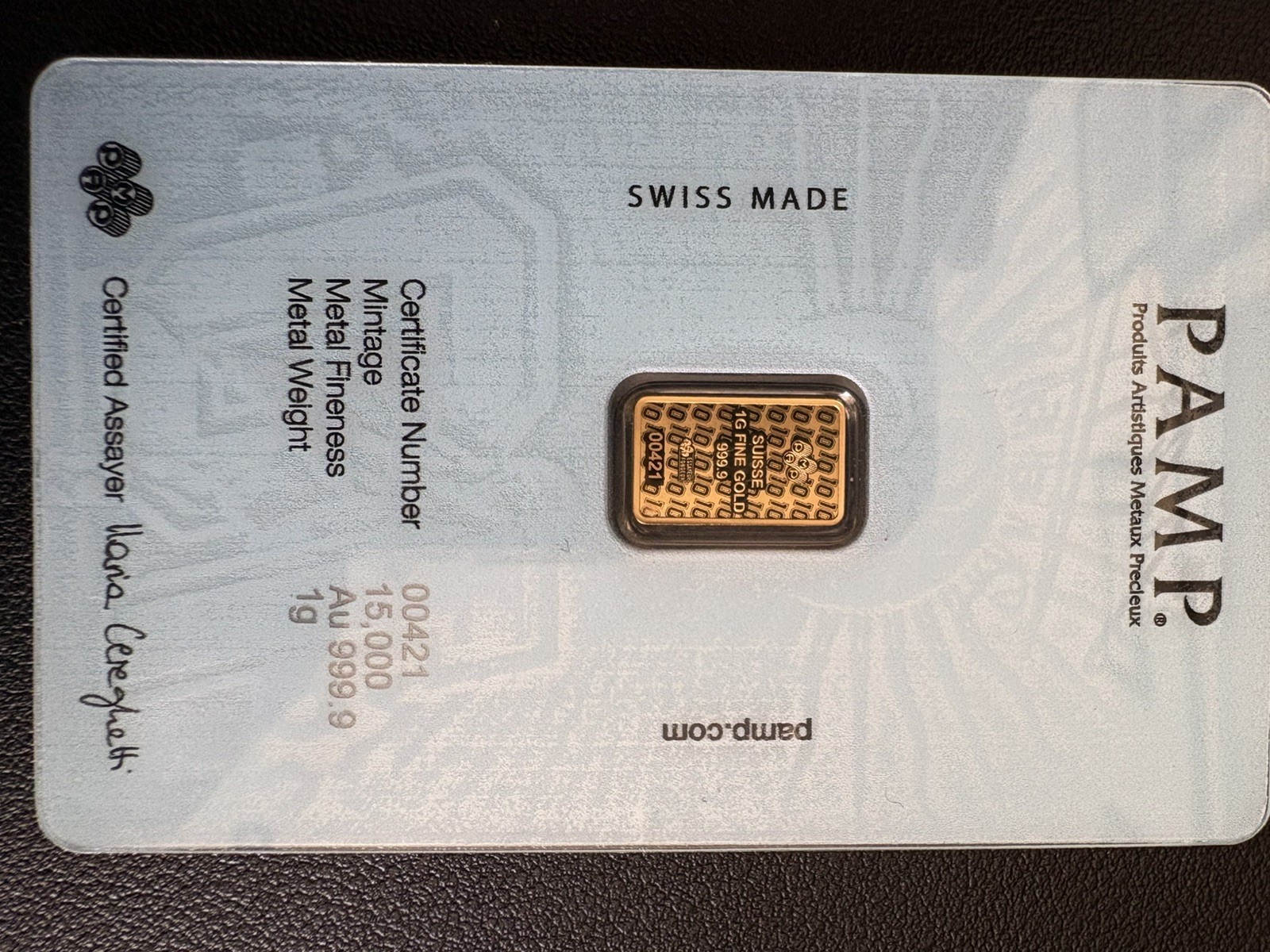 Pamp Suisse Maradona 1g Gold Bar - photo 2