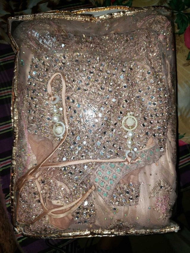 Peach Embroidered Lehenga Choli Set - Never Worn Designer