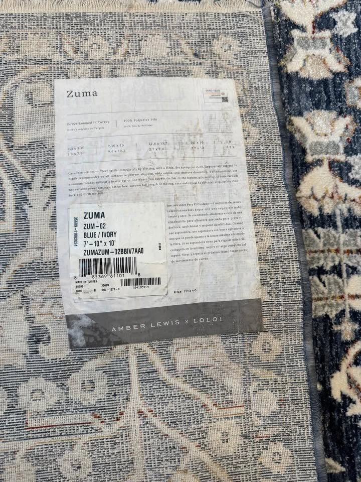 Amber Lewis x Loloi Zuma Rug 7'10" x 10' | Blue/Ivory | Like New - photo 5