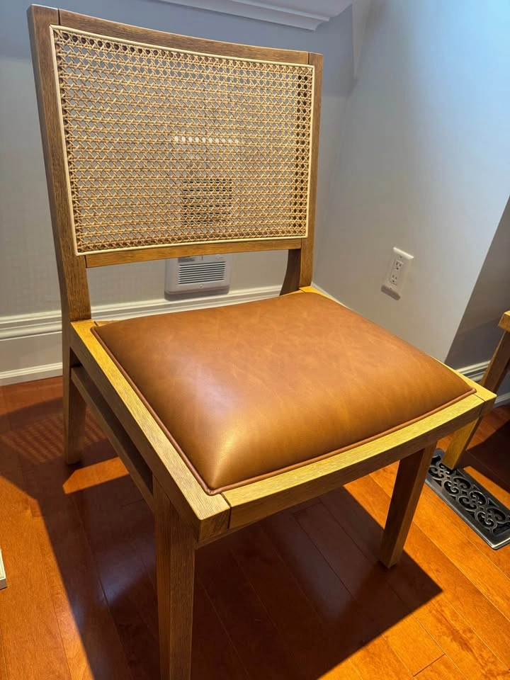 Set of 2 Solid Wood & Rattan Dining Chairs | Natural Beech Wood - photo 3
