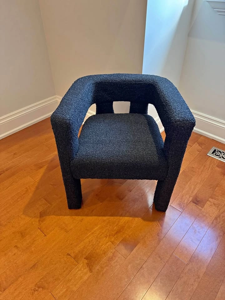 Modern Black Bouclé Accent Chair | Designer Armchair | Like New