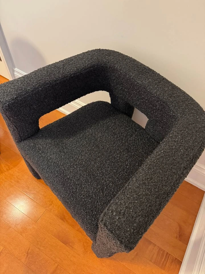 Modern Black Bouclé Accent Chair | Designer Armchair | Like New - photo 3