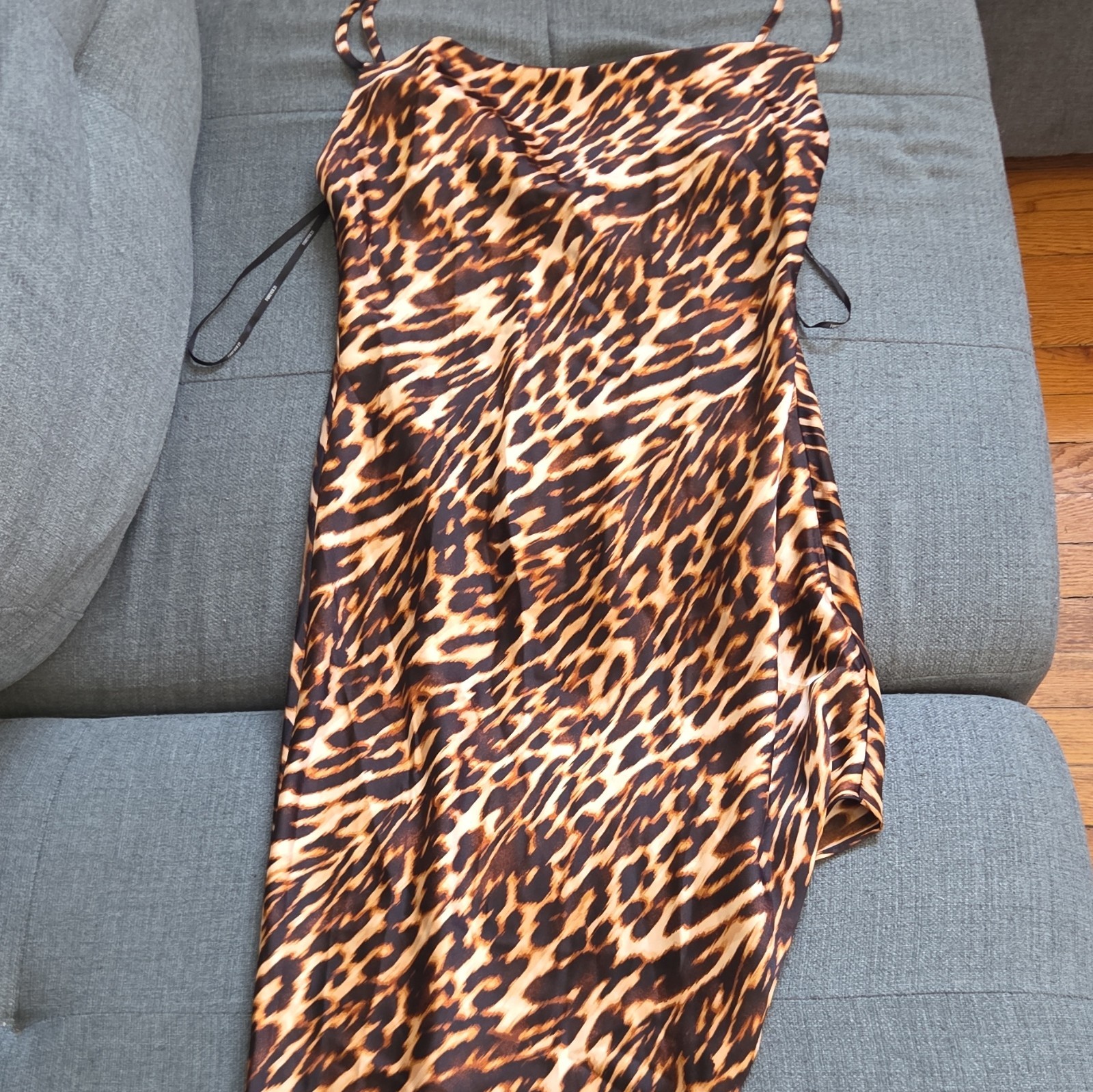 Forever 21 Brown/Black Animal Print Strappy Long Slip Dress M