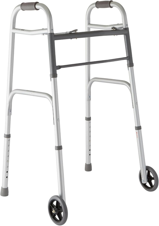 NEW Medline Folding Walker with Wheels | Lightweight Aluminum