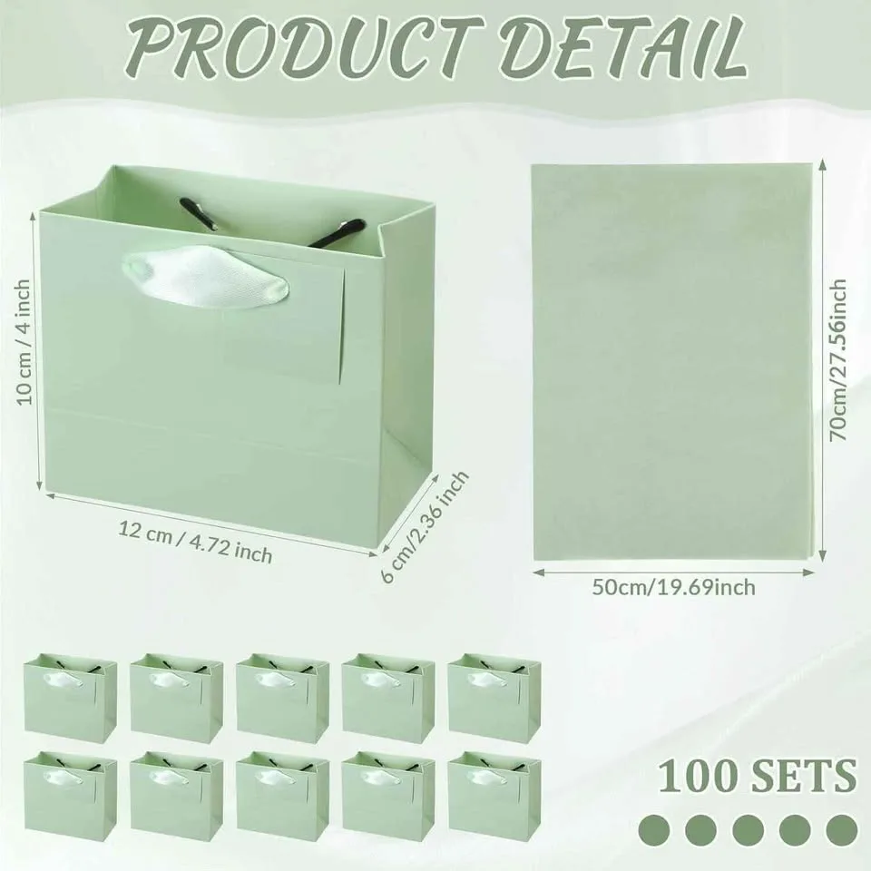 100 Pcs 4.7x2.4x3.9 In Gift Bags Bulk image indicator(2)