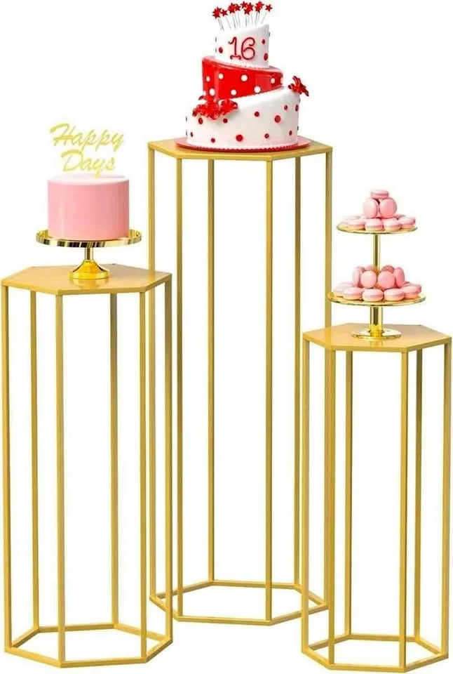 Hexagon Pedestal Stand Cylinder 3 pcs thumbnail