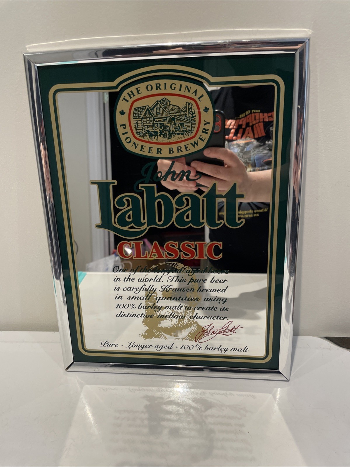 Vintage John LABATT'S Classic Beer Bar Pub Mirror Sign 12 X 9 In