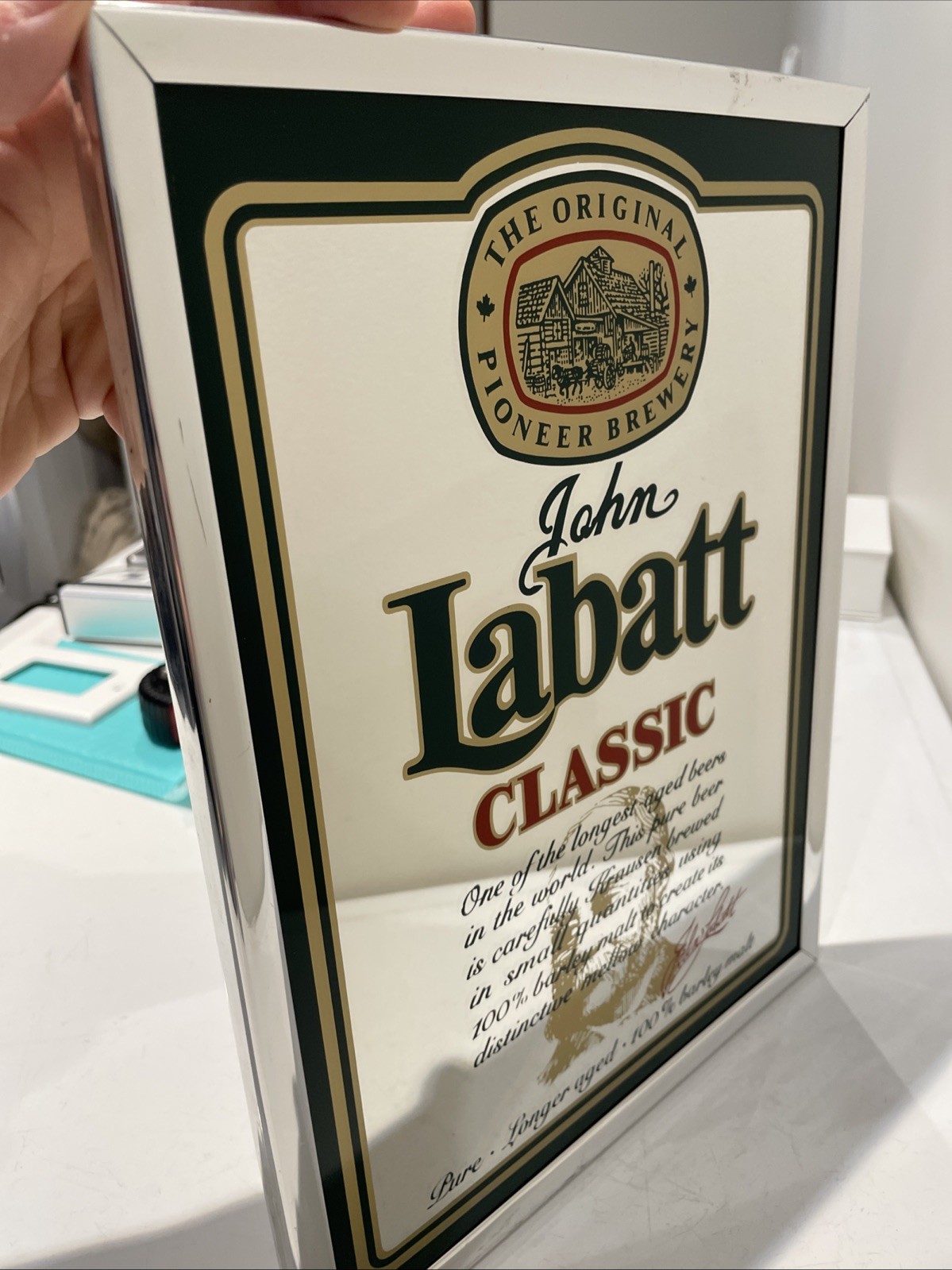 Vintage John LABATT'S Classic Beer Bar Pub Mirror Sign 12 X 9 In - photo 2