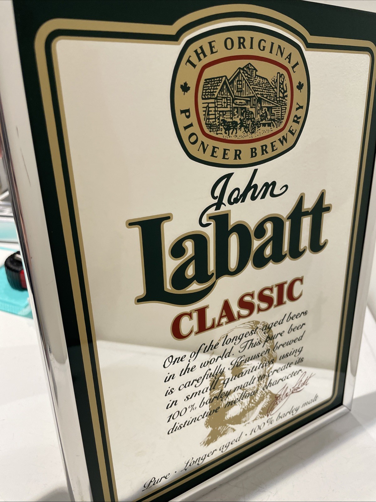 Vintage John LABATT'S Classic Beer Bar Pub Mirror Sign 12 X 9 In - photo 3