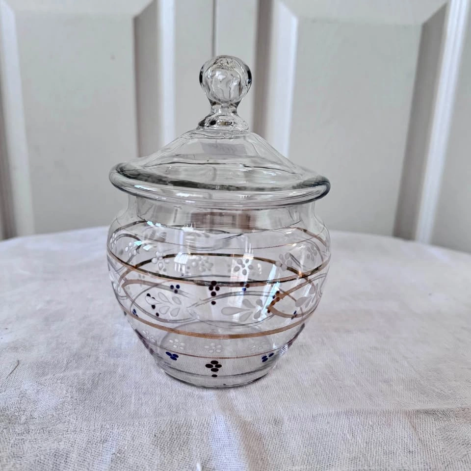 Victorian Hand Blown Candy Jar w/ Lid