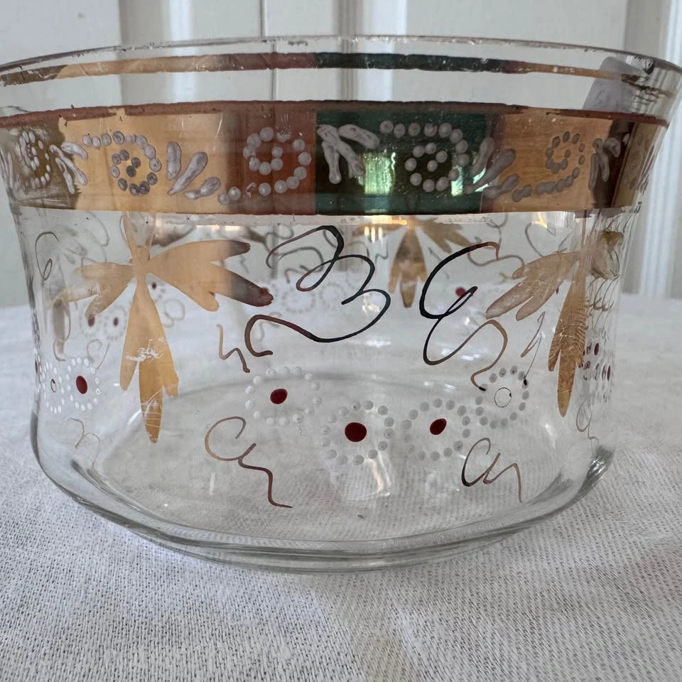 Victorian Era Hand Blown Hand Painted Gold Leaf Bowl - photo 3