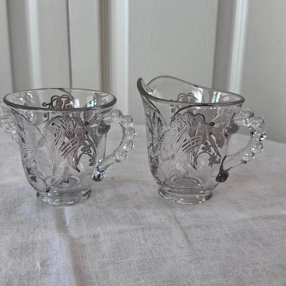 Vintage silver overlay cream and sugar