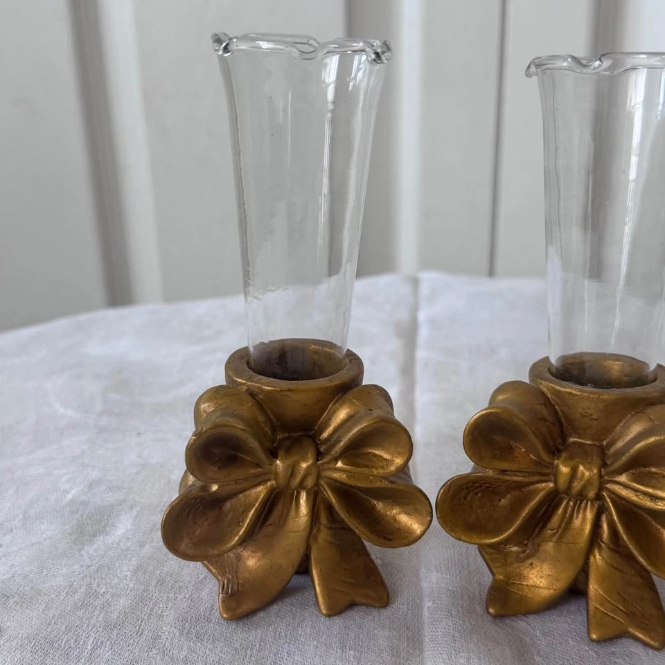 Three cute gold bow bud vases - photo 2