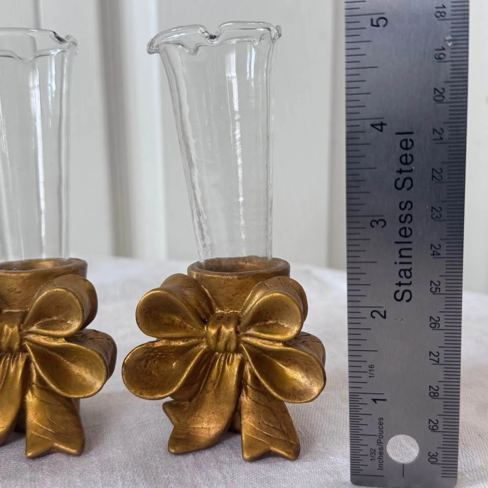 Three cute gold bow bud vases - photo 5