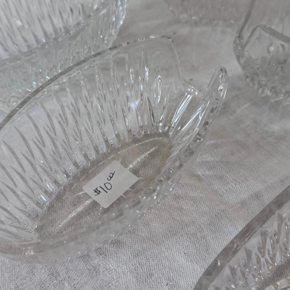Vintage Cut Crystal Serving Spoon Holders - 5 Piece Set - photo 3