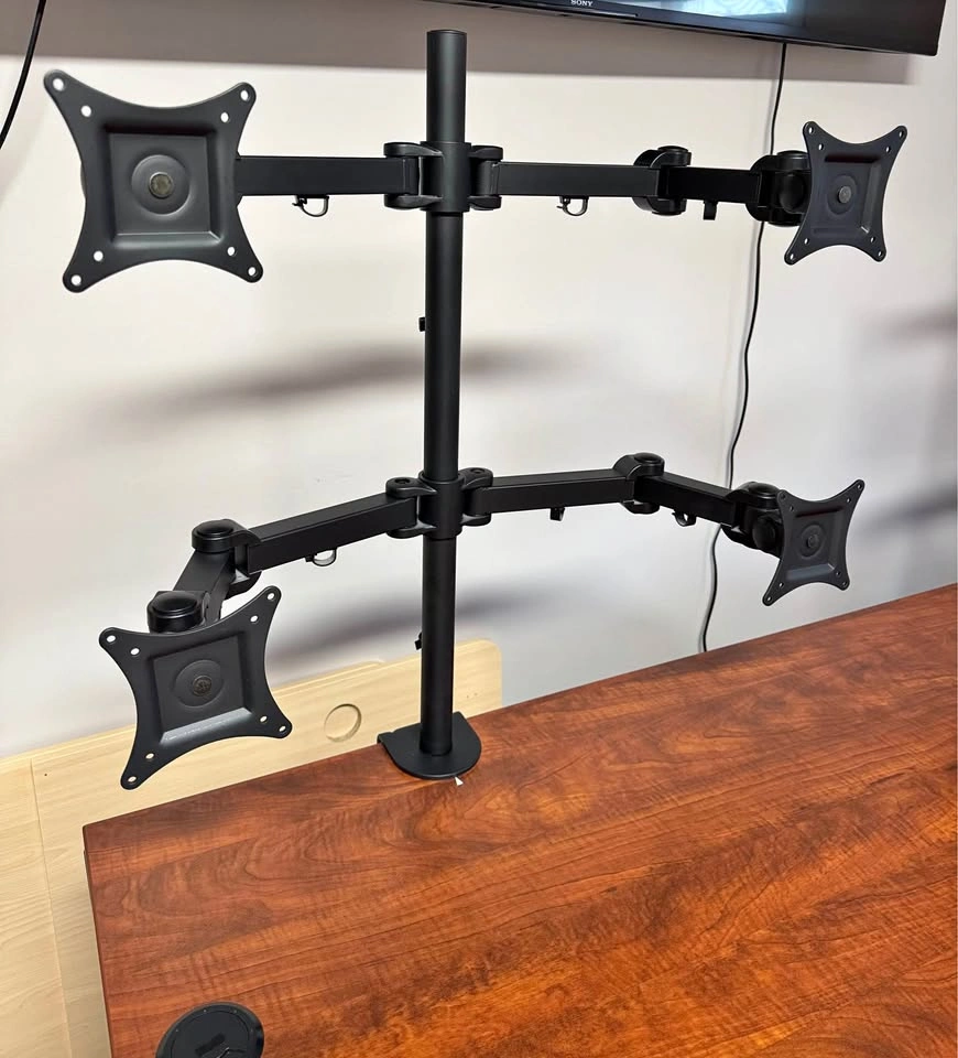 4-Monitor Desk Mount - VIVO Adjustable Arms