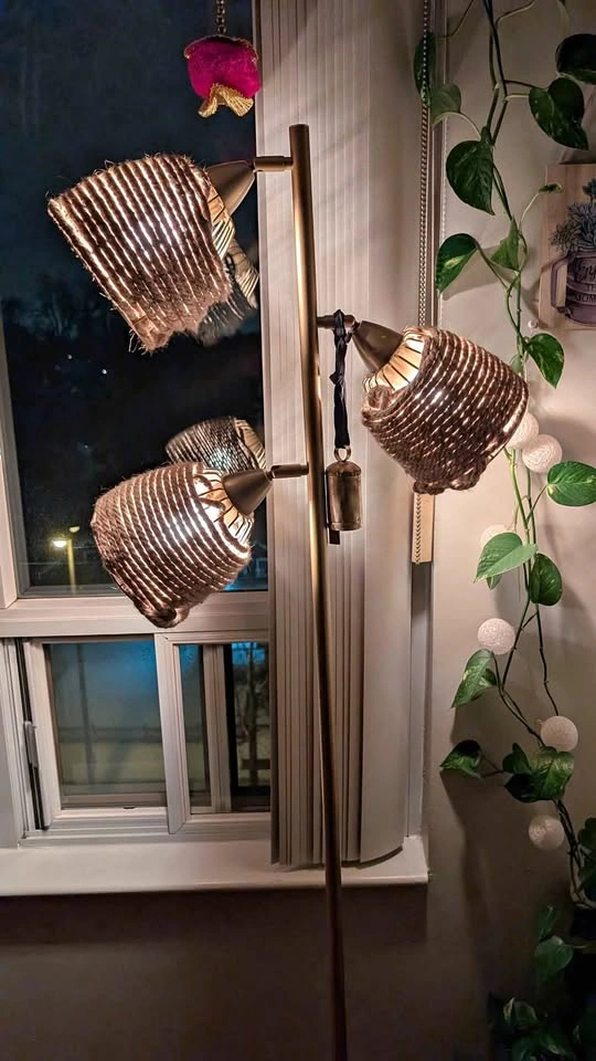 Golden Tall Room Floor Lamp Yellow Lights Classic