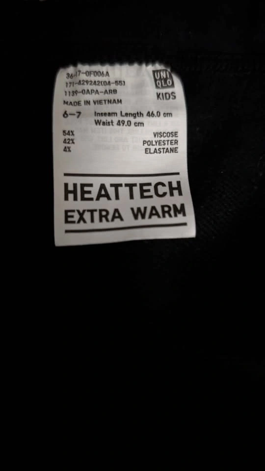 Uniqlo Kids Heat Tech Extra Warm Thermals Leggings 6-7 - photo 2