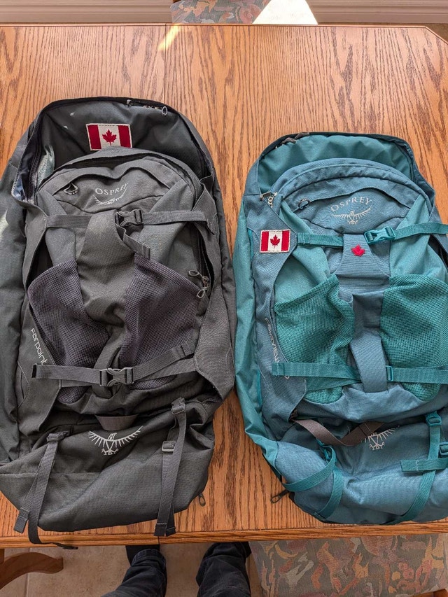 Osprey Farpoint 55 & Fairview 55 Travel Backpacks – Like New!