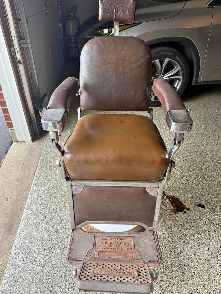 Vintage Theo A Koch barber chair seat with head backrest