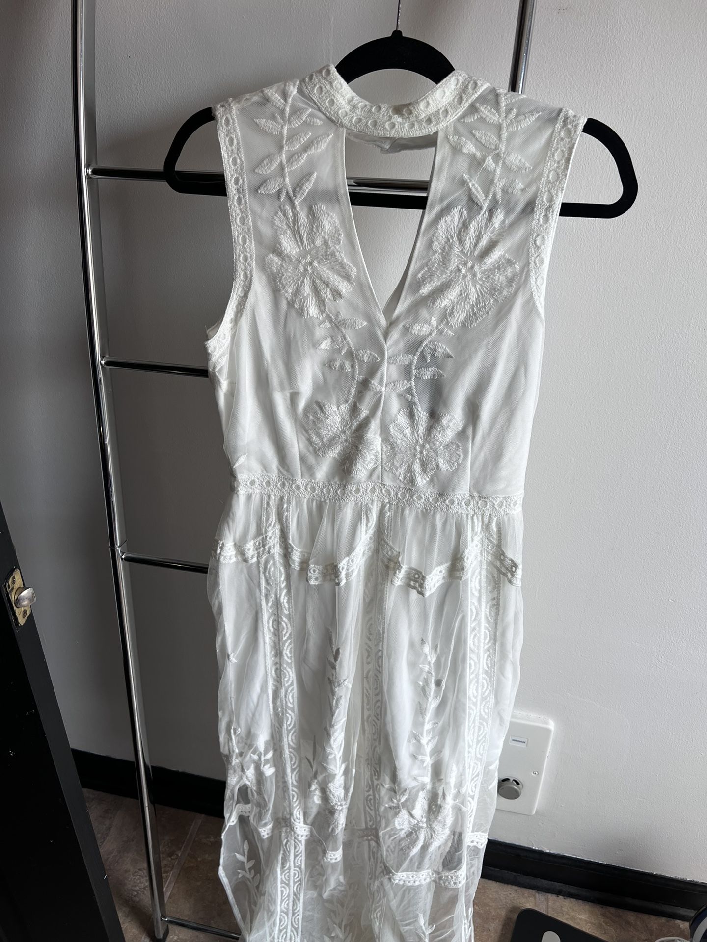 Fashion Nova White Embroidered Dress
