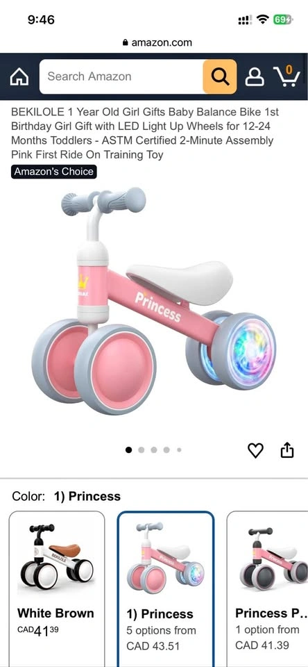Brand new BEKILOLE Baby Balance Bike - Moving Sale