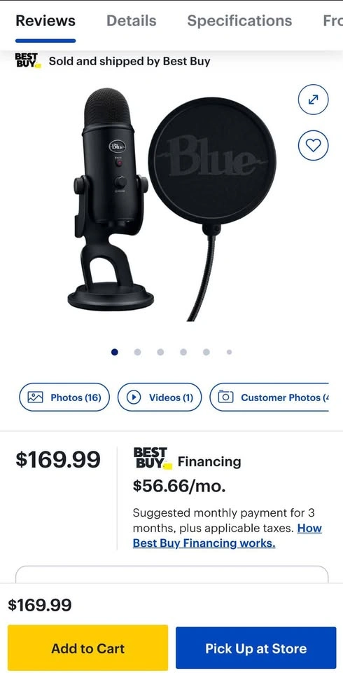 Logitech G Blue Yeti Game Streaming Kit w/ Mic & Pop Filter - photo 4