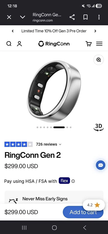 Ringconn gen 2 smart ring (300 obo)
