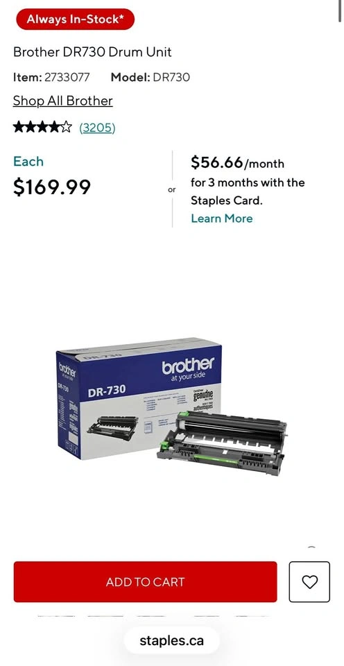 Brother DR730 Drum Unit - Brand New