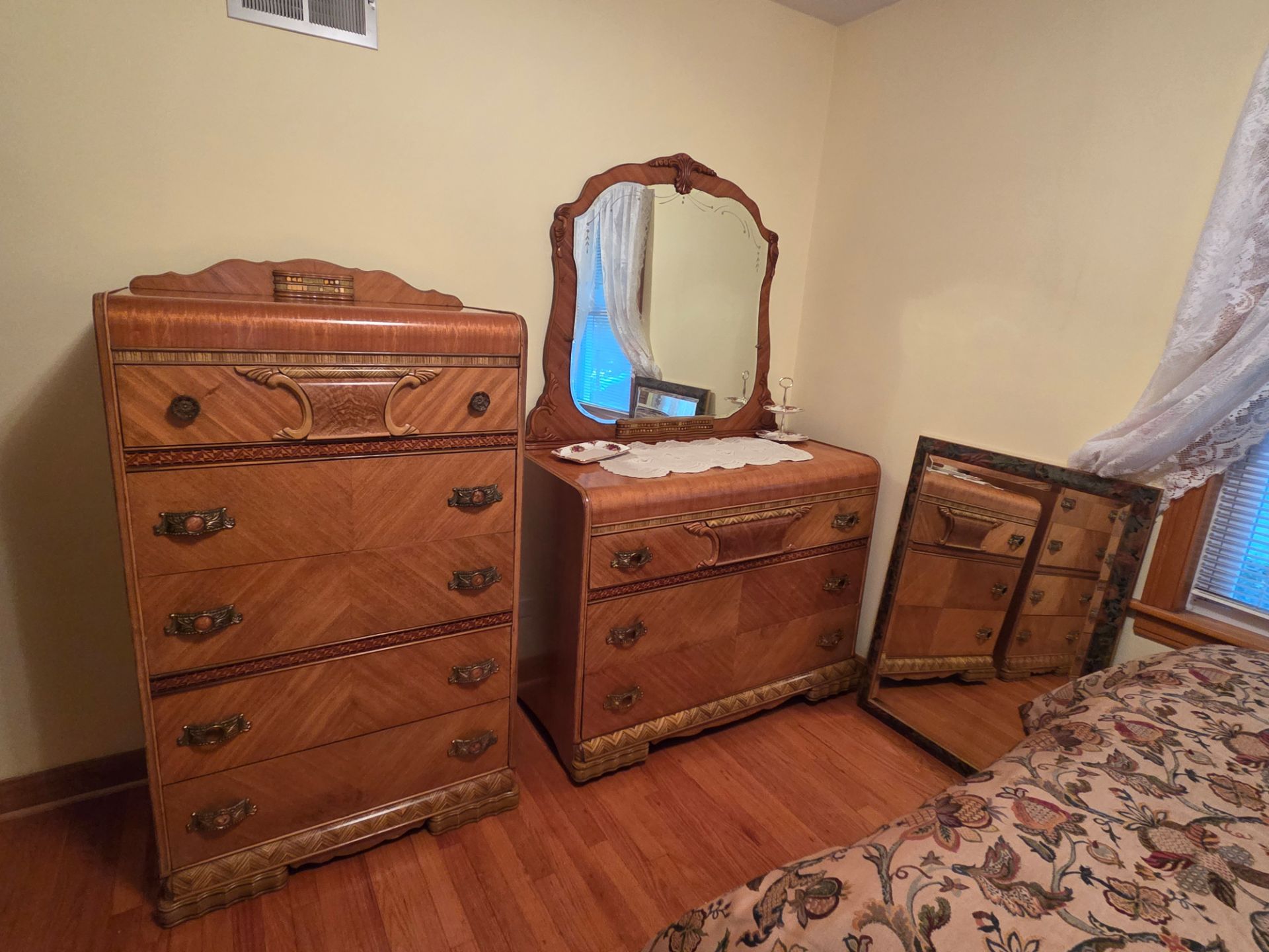 3-Piece Bedroom Set, Waterfall, Vintage, Art Deco - photo 3