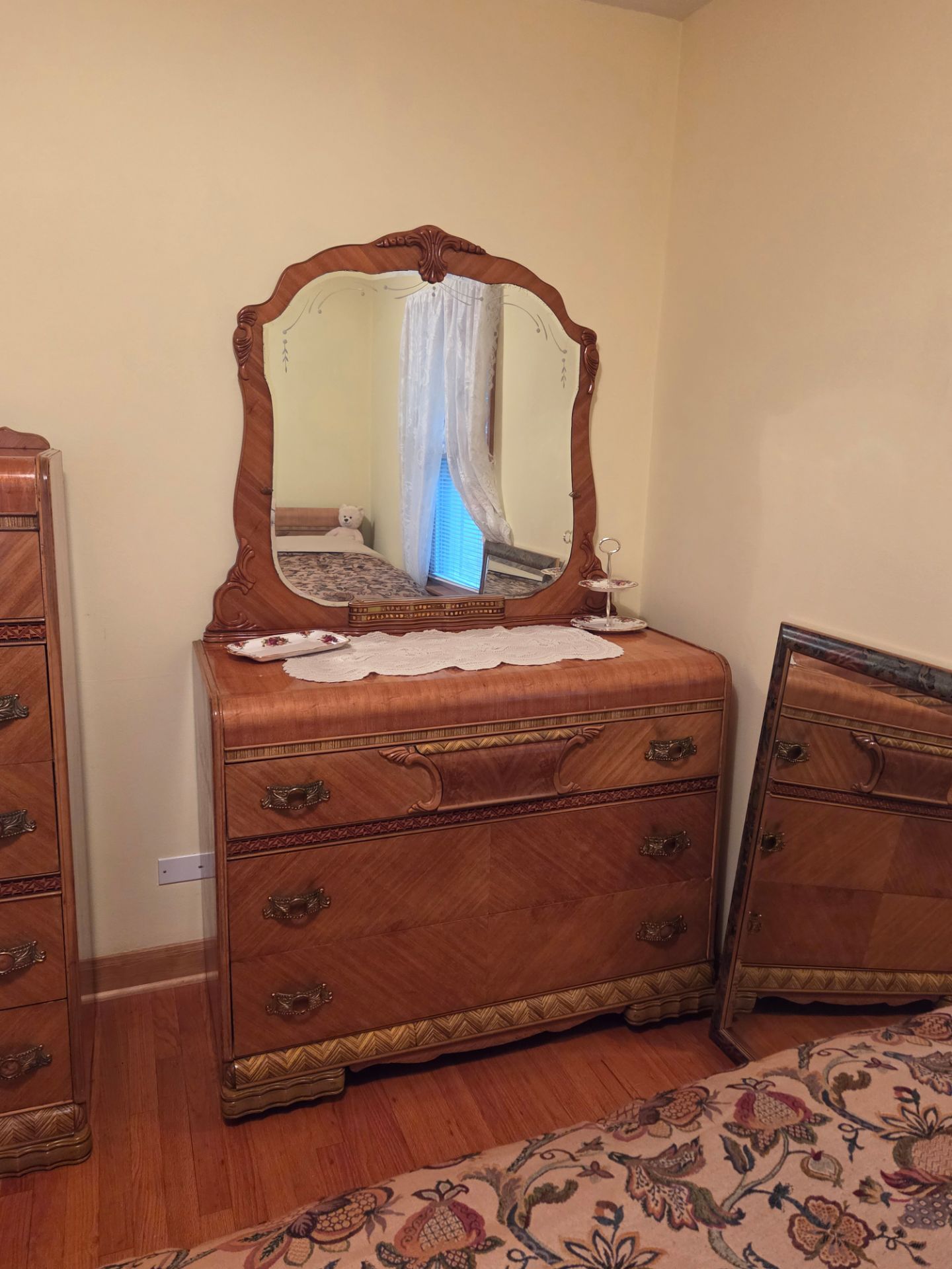 3-Piece Bedroom Set, Waterfall, Vintage, Art Deco - photo 4
