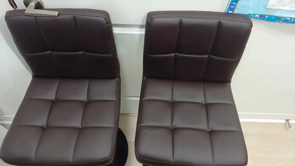 PU Leather Bar Stools with Footrest & Base (2)