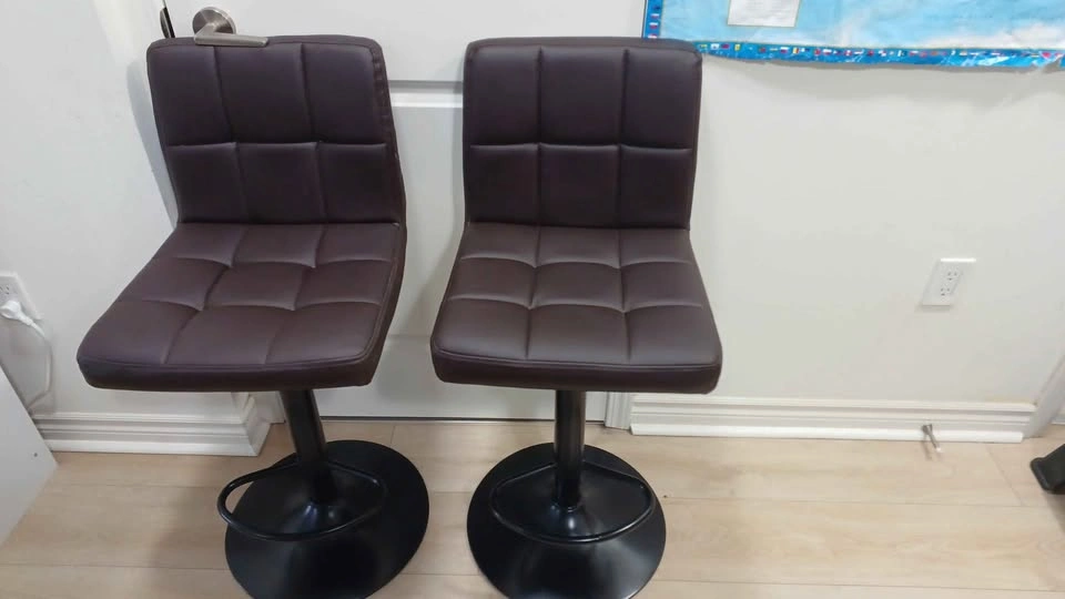 PU Leather Bar Stools with Footrest & Base (2) - photo 2