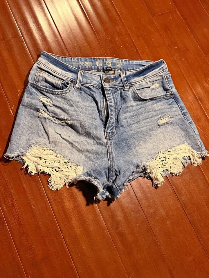 Mid-high rise jean shorts