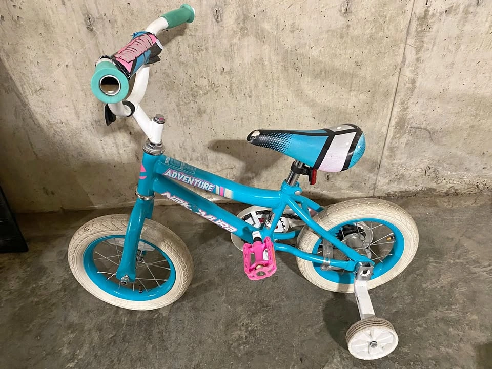 Next Adventure Kids Bike with Training Wheels – 12” – Blue/Pink