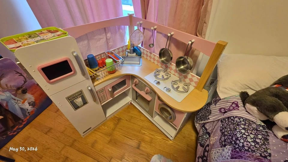 KidKraft Pink Corner Play Kitchen with Accessories
