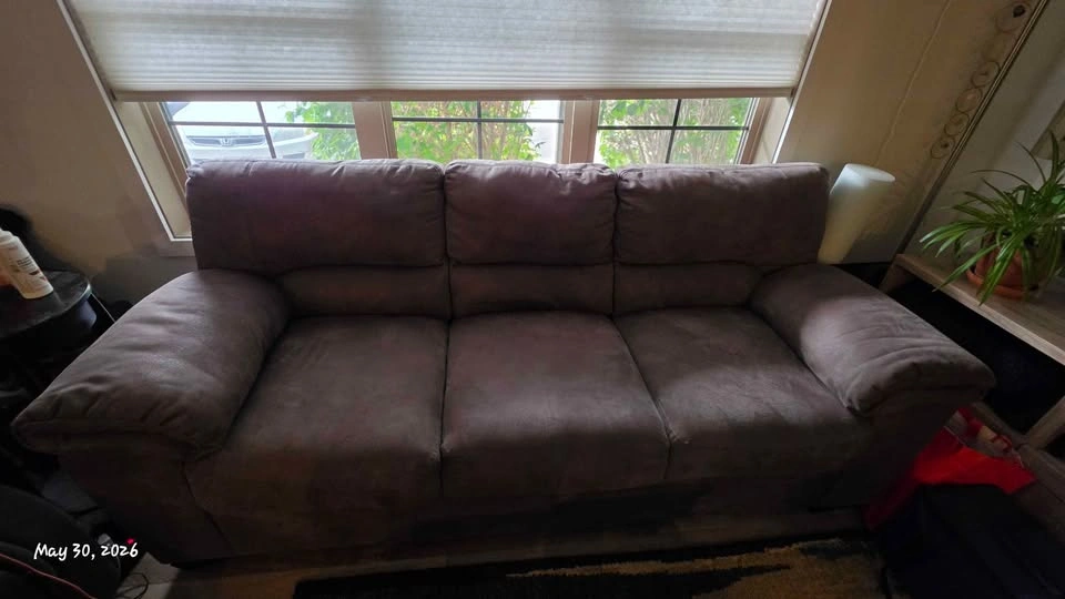 Olive Faux Suede 3-Seater Sofa - photo 2