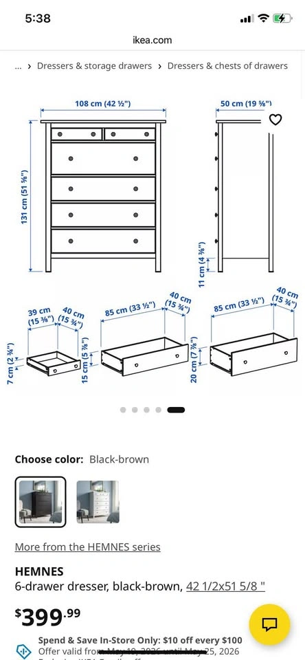🌟IKEA HEMNES 6-Drawer Dresser (Solid Wood, Excellent Condition) - photo 2