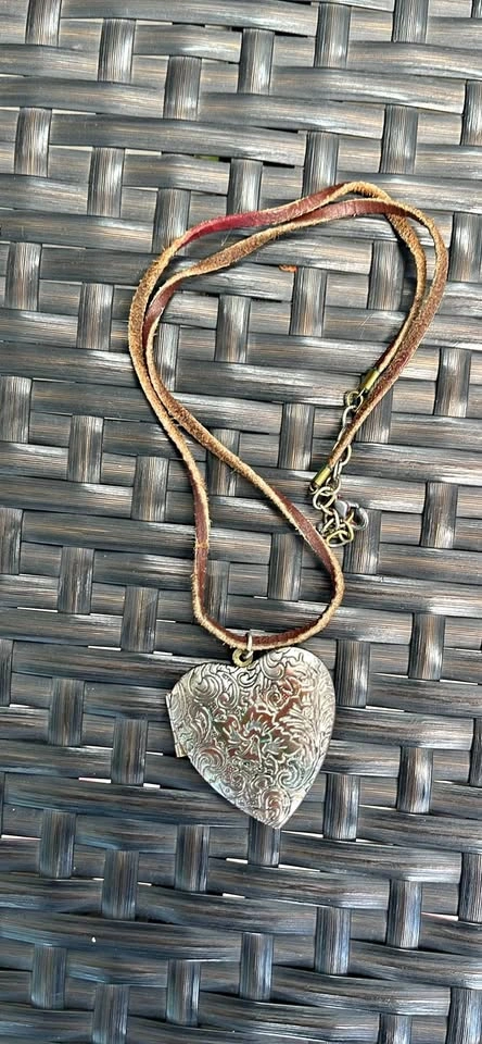 Vintage Y2K Heart Locket on Leather