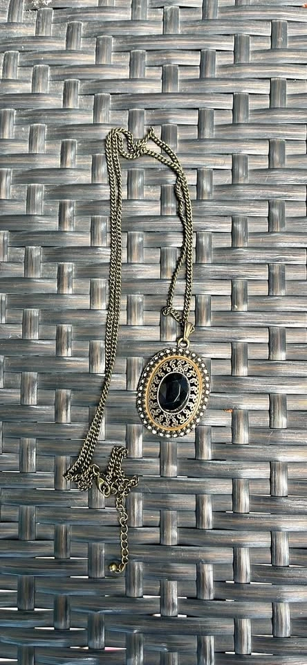 Vintage Y2K Brass and Stone Pendant
