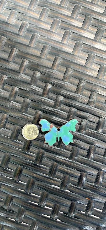 Metal and Enamel Butterfly Pendant