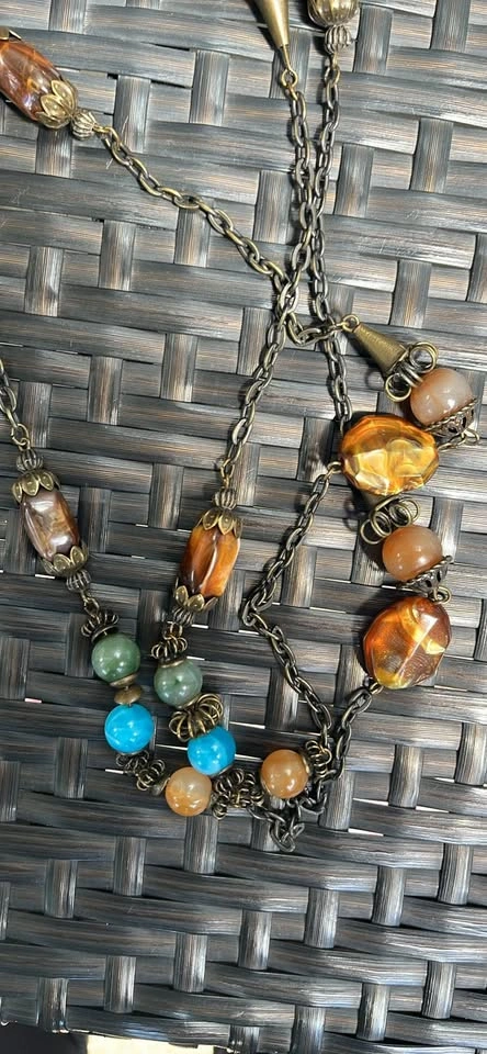 Vintage Y2K Resin and Brass Long Chain - photo 2