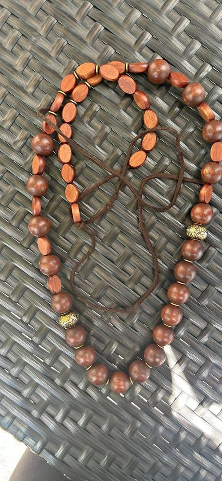 Vintage Y2K Boho Wood Necklace and Belt